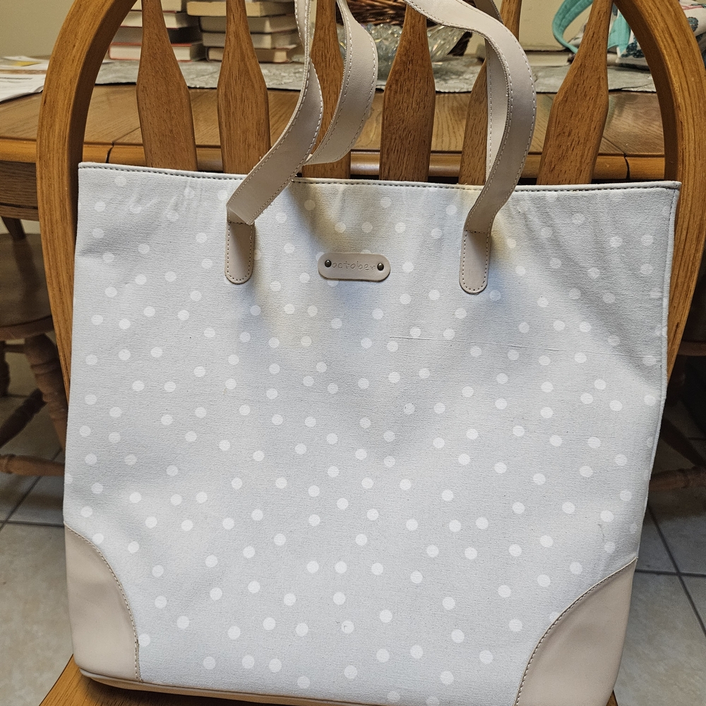 Stylish Cream Polka Dot Tote